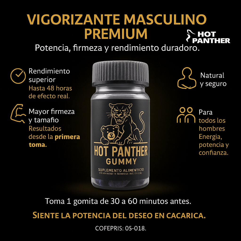Frasco Gomitas Masculinas Para Hombre Vigorizante 10 Pz Hot Panther
