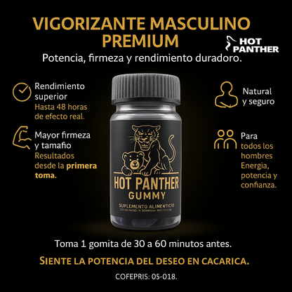 Frasco Gomitas Masculinas Para Hombre Vigorizante 10 Pz Hot Panther