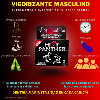 Hot Panther Potente Vigorizante Natural para Hombres 10 Patillas Masculinas