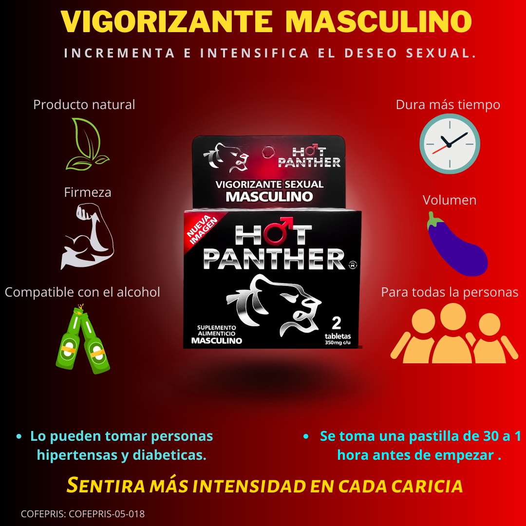 8  PASTILLAS VIGORIZANTE HOT PANTHER PARA HOMBRE NATURAL