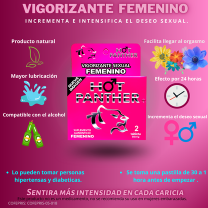 8 PASTILLAS VIGORIZANTE HOT PANTHER PARA MUJER NATURALES MAYOR DESEO SEXUAL